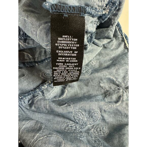 Label by Five Twelve Dress Women’s  Size 4 Chambray Blue White Embroidery Boho - Picture 5 of 9
